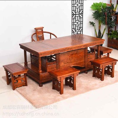 乐山明清实木定制家具工厂 乐山禅意新中式家具 乐山禅意榆木家具